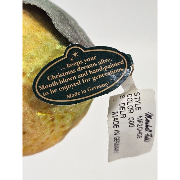 NEW VINTAGE Christborn Marshall Field's Blown Glass Sparkly Lemon Ornament Fruit - Picture 6 of 7